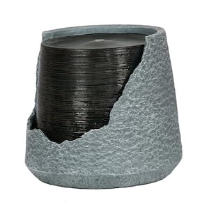20 in. x 20 in. x 18 in. Outdoor Polyresin Water Cascade Fountain Unique Broken Urn Fountain with Light