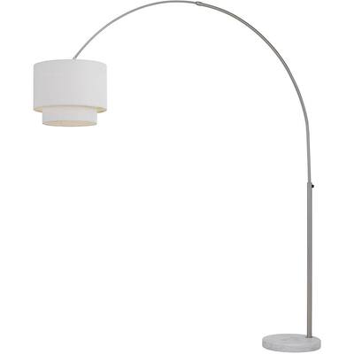 Arched 74 in. Nickel Floor Lamp with Fabric Shade