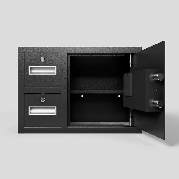 2 cu. ft. Steel Fire-Resistant Floor Safe with Electronic Locks, Shelf and 2-Drawers