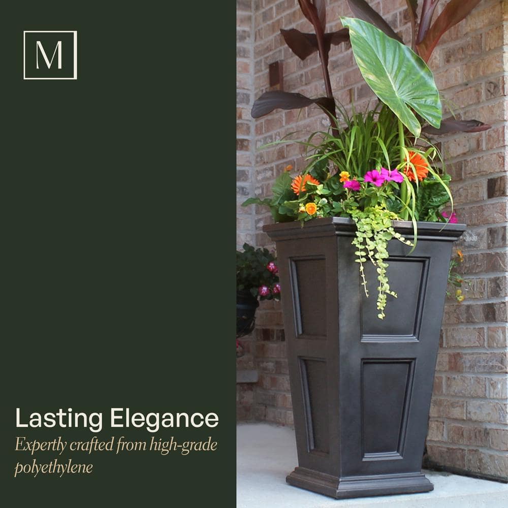 Fairfield Black Polyethylene Tall Self-Watering Planter Set