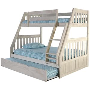 Light Ash Series Gray Twin over Full Size Bunkbed with Twin Trundle