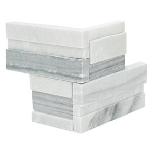 Alaska Gray 3D Ledger Corner 6 in. x 6 in. Honed Marble Wall Tile (2.5 sq. ft./Case)