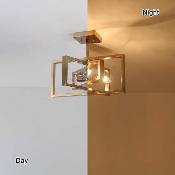 ペンダント　ガーデン ADSENSTY 15.8 in. 3-Light Brass Farmhouse Rectangle Semi Flush