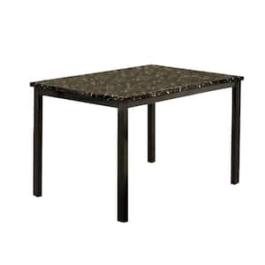 Colman Modern 48 in. Rectangle Black Faux Marble Top Dining Table Seats 2