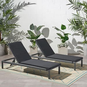 Cape Coral 25.25 in. x 2 in. 2-Piece Outdoor Lounge Chair Cushion in Dark Grey