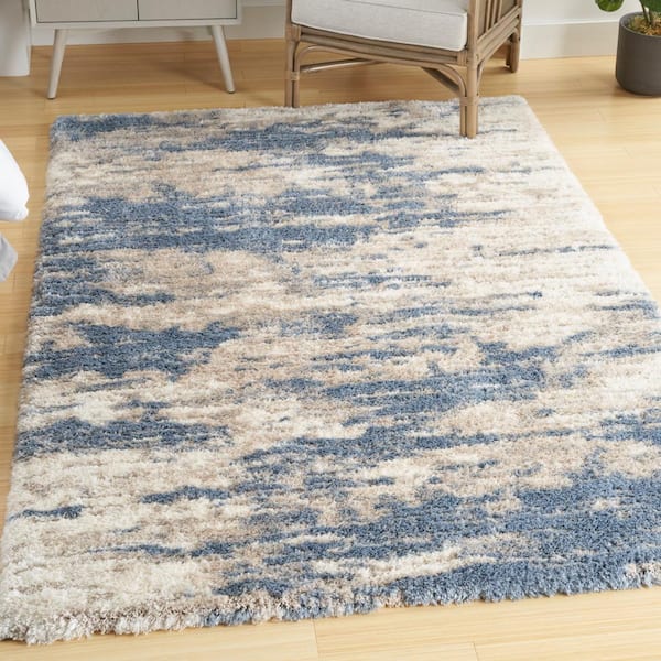 Dreamy Shag Light Blue Grey 5 ft. x 7 ft. All-over design Contemporary Area Rug