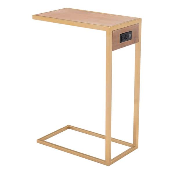 ZUO Ike Wood and Gold Side Table