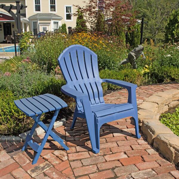 Adams Manufacturing Quik Fold Patriotic Blue Plastic Resin Outdoor Side Table 8510 36 3700 The Home Depot
