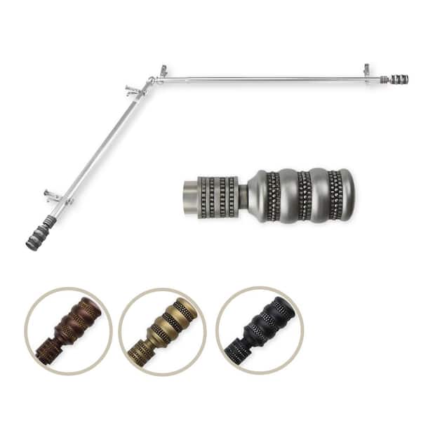 Rod Desyne 13/16" Dia Adjustable 28" to 48" Single Corner Window Curtain Rod in Satin Nickel with Dollop Finials