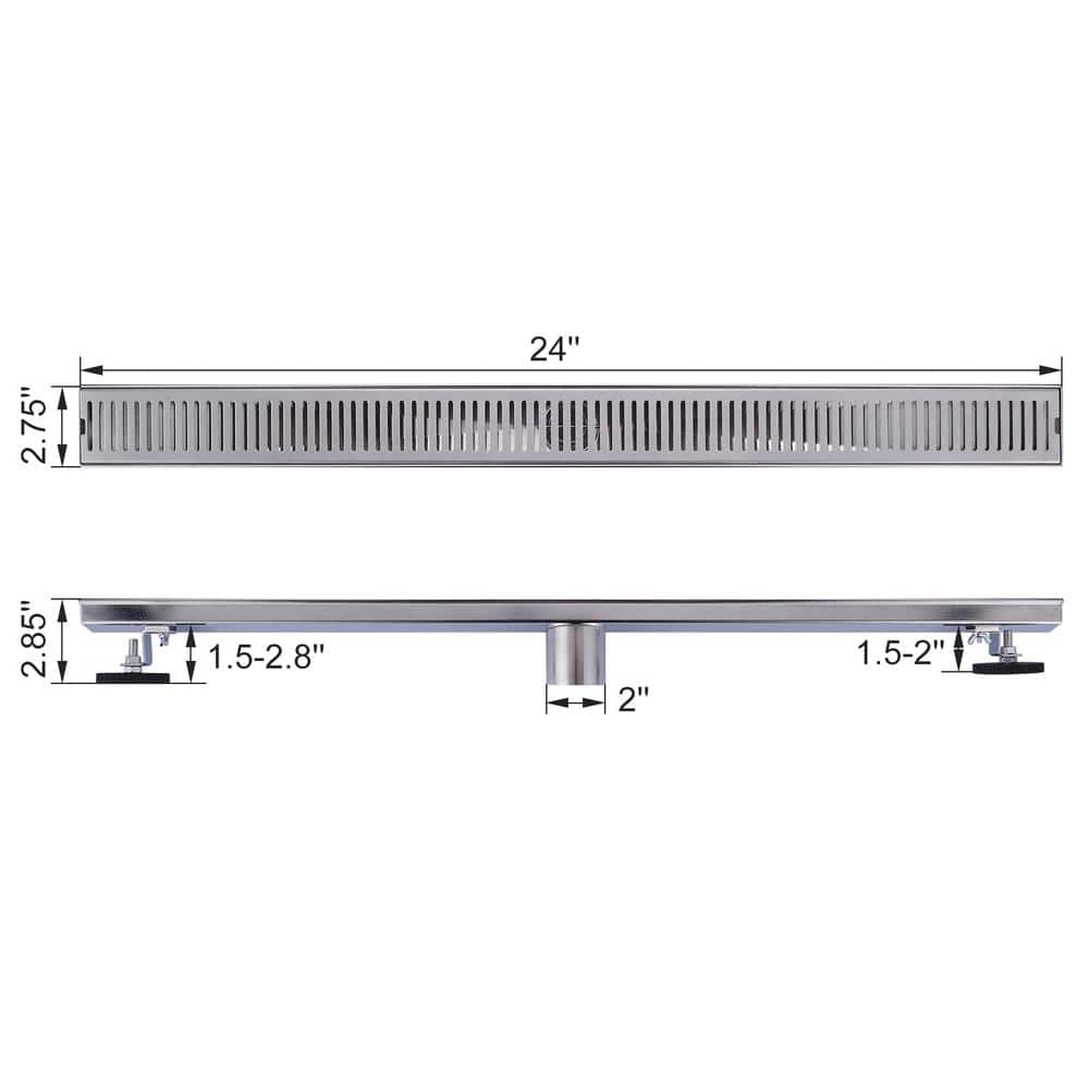 24 Inch Brushed Nickel Stainless Steel Linear Shower Drain