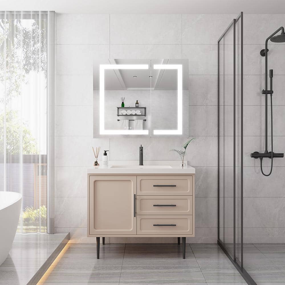 36 in. W x 30 in. H H Rectangular Medicine Cabinet with Mirror, Wall Mounted LED Vanity Mirror price history on PriceWatchPro