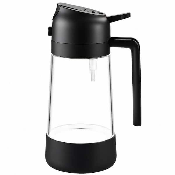 16 oz. Black Glass 2-in-1 Oil Sprayer and Dispenser with Silicone Bottom for Kitchen