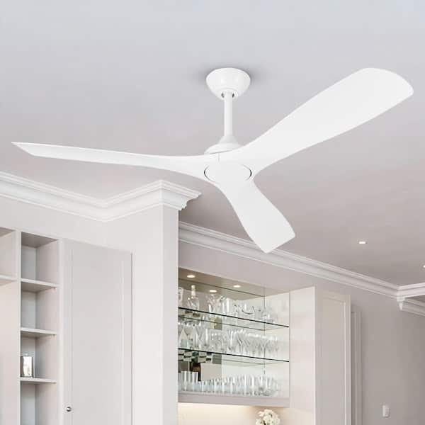 52 in. Indoor/Outdoor Modern Matte White Ceiling Fan with 6-Speed Remote Control and DC Motor