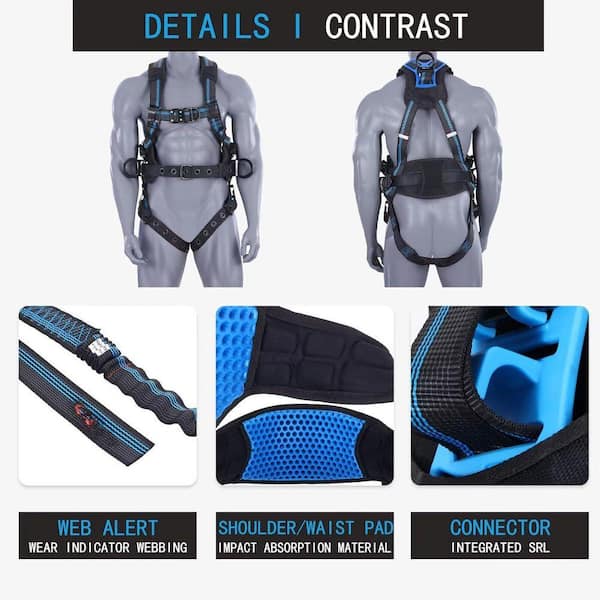 KIWDZFU XS/S Fall Protection Full Body Safety Harness with Support
