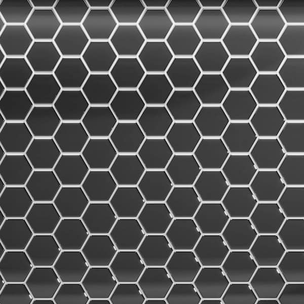 CRUZ BAY STUDIO 3 in. Beehive 10.25 in. x 11.75 in. Hexagon Carbon Gloss Glass Mesh-Mounted Mosaic Tile (9.13 sq. ft./Case)