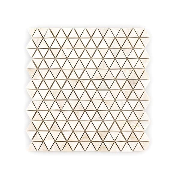 Jeffrey Court Cavern Vanilla Cream 11 in. x 10.875 in. Triangle Honed Marble Wall and Floor Mosaic Tile (0.830 sq. ft./Each)
