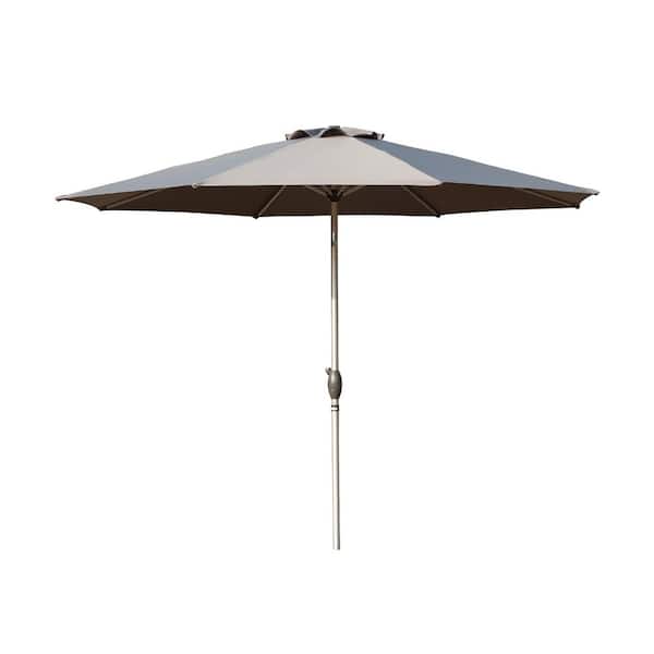 Domi 10 ft. Market Patio Umbrella with Push-Button Tilt and Crank in Gray