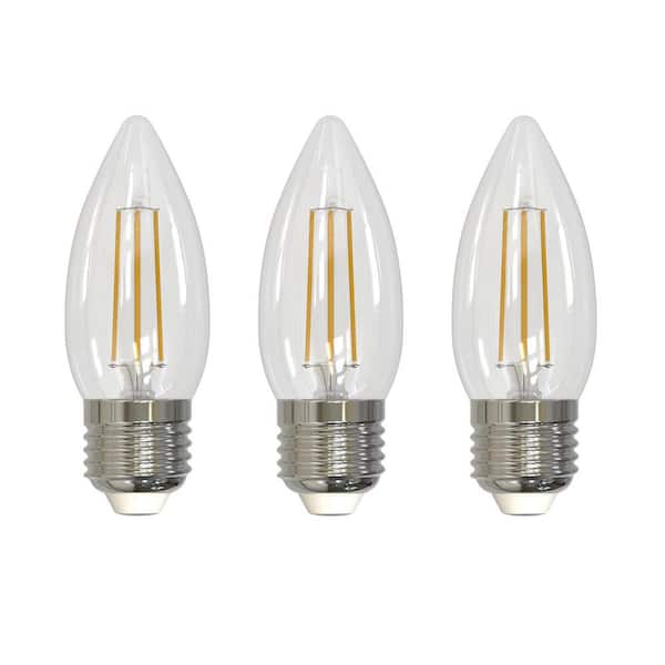60-Watt Equivalent B11 Dimmable Clear E26 Blunt Tip Candle LED Light Bulb in 3000K Soft White (3-Pack)