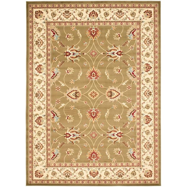 SAFAVIEH Lyndhurst Green/Ivory 7 ft. x 10 ft. Border Geometric Floral Area Rug