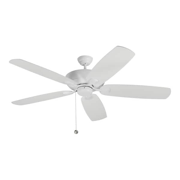 Generation Lighting Colony Super Max 60 in. Transitional Rubberized White Ceiling Fan with White Blades and Pull Chain