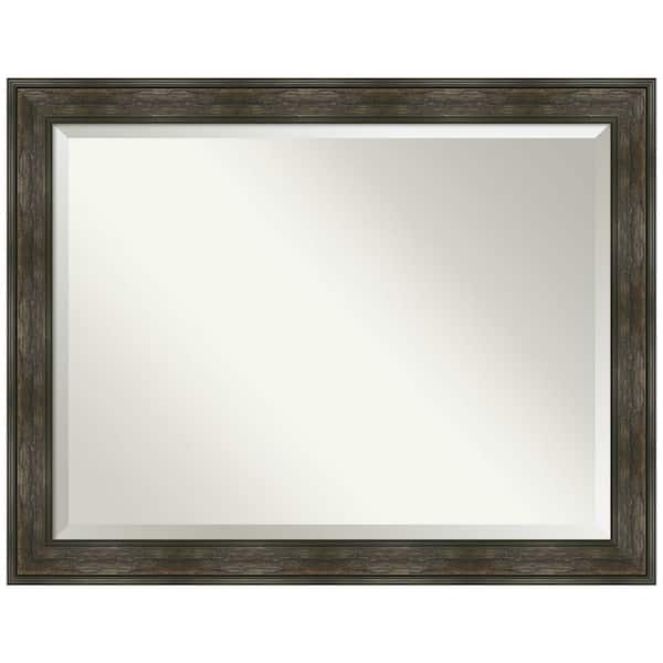 Amanti Art Rail Rustic Char 45.75 in. H x 35.75 in. W Framed Wall Mirror