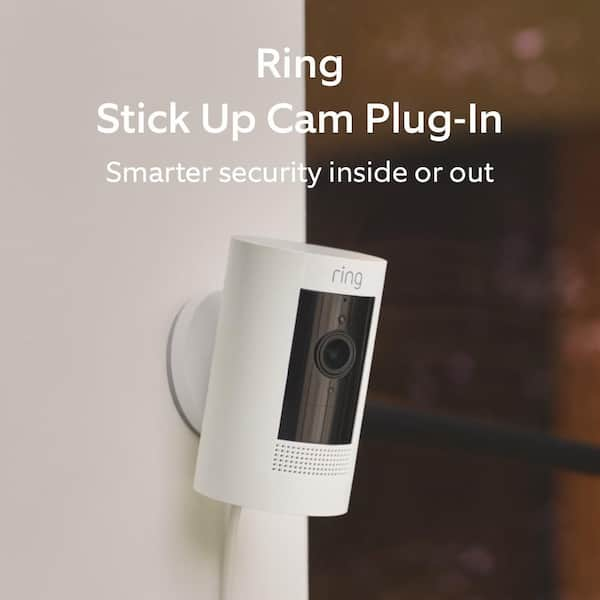 Stick Up Cam Plug-In - Indoor/Outdoor Smart Security Camera with Two-Way Talk, Color Night Vision, Live View, White