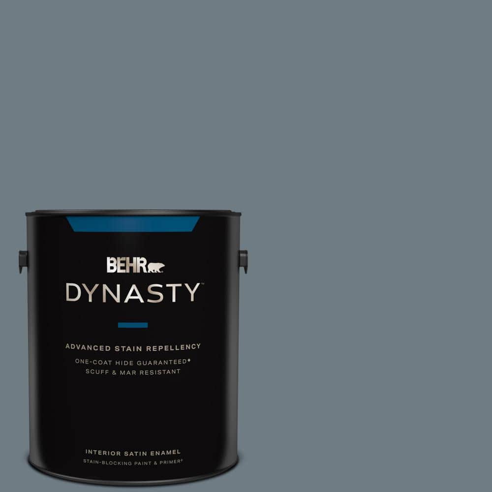 1 gal. #N490-5 Charcoal Blue Extra Durable Satin Enamel Interior Paint &  Primer