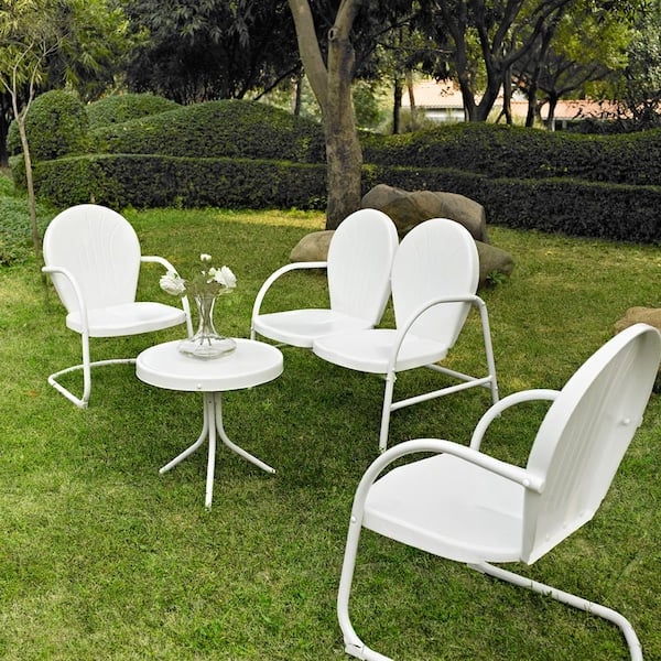 CROSLEY FURNITURE Griffith White 4-Piece Metal Patio Conversation Set