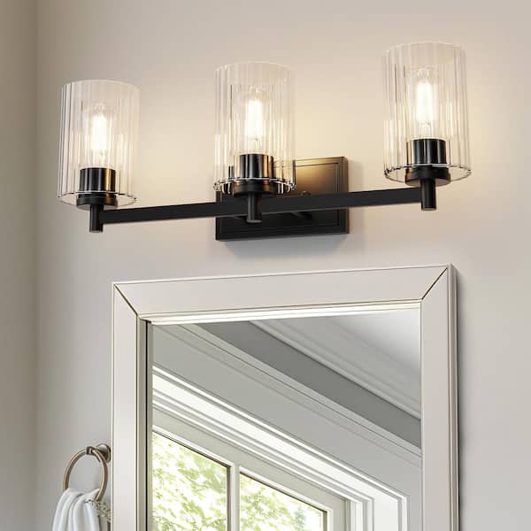 6 in. Height 3-Pack Clear Cylindrical Glass 1 in. Fitter Width Vanity Pendant Flush Mount Light Shade