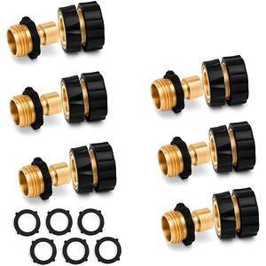 Brass Quick Connect Hose Connector Set, Easily Add Attachments to Garden Hose (Pack of 6)