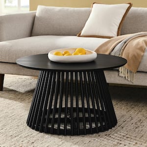 31.5 in. Black Round Wood Coffee Table