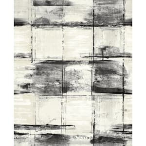 Curie Distressed Geometric Metallic Ivory and Ebony Paper Strippable Roll (Covers 56 sq. ft.)