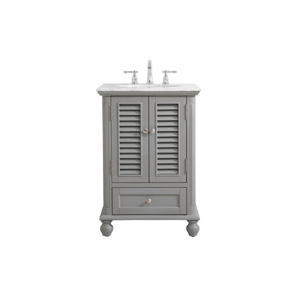 Simply Living 24 in. Single Bathroom Vanity in Grey with Marble Vanity Top 