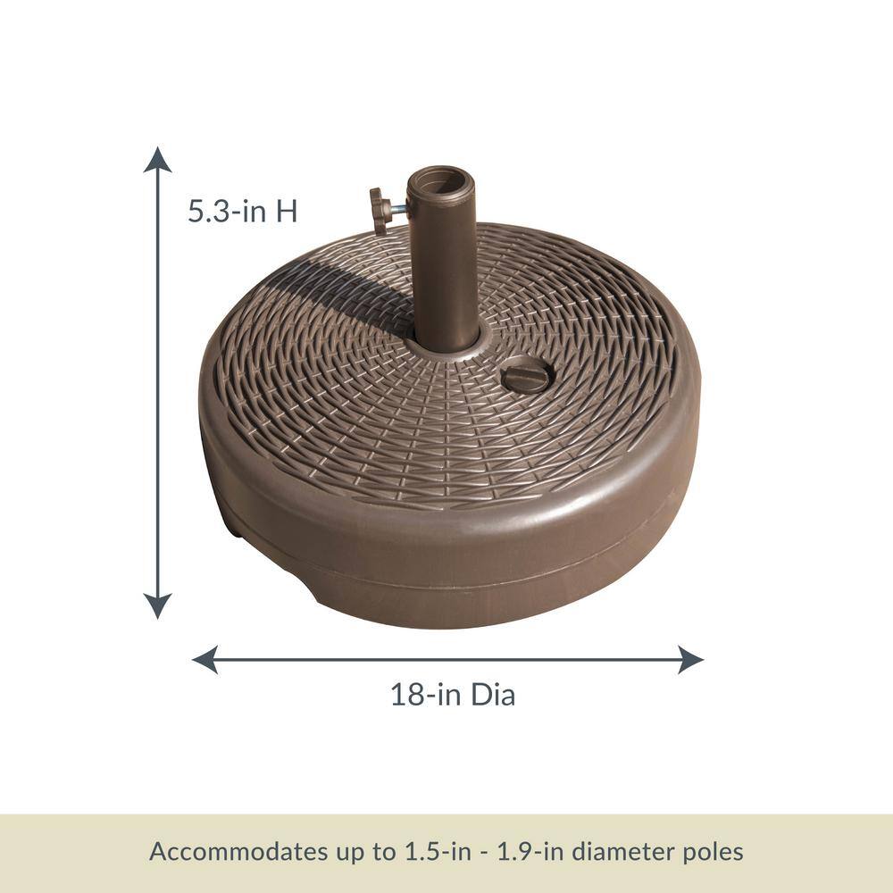 Brown Wicker Weave Fillable Patio Umbrella Base with Steel Support