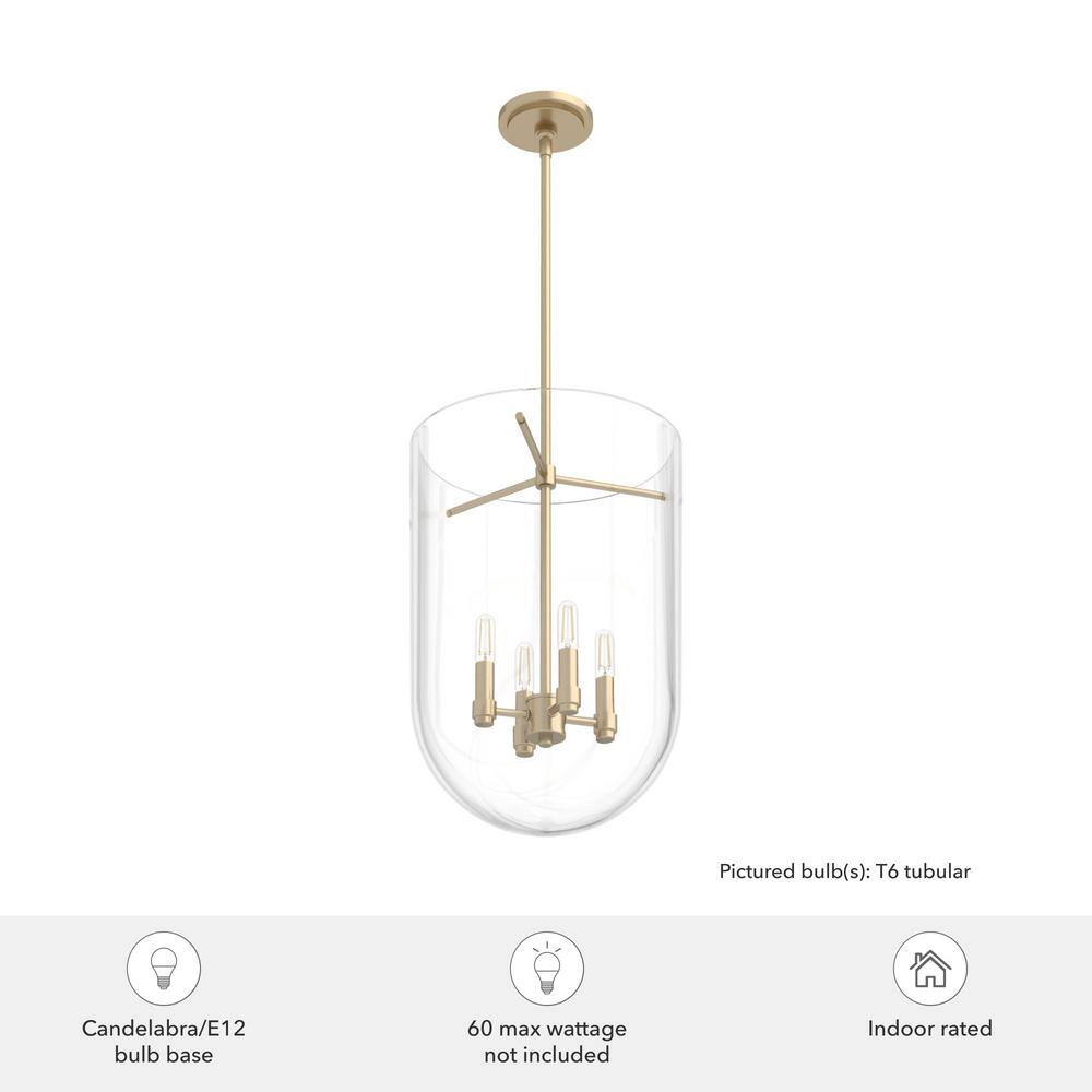 Alturas Gold Bell-Shaped Clear Glass Nickel Pendant Light