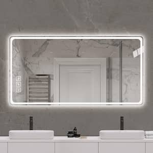 32 in. W x 40 in. H Rectangular Frameless Dimmable LED Anti-Fog Wall Mounted Bathroom Vanity Mirror in Silver