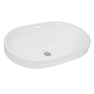 Volara 24 in. Rounded Corner Bathroom Sink in White Porcelain