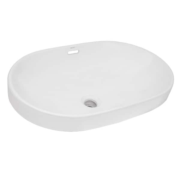 Volara 24 in. x 16 in. Drop-in Bathroom Sink in White Porcelain