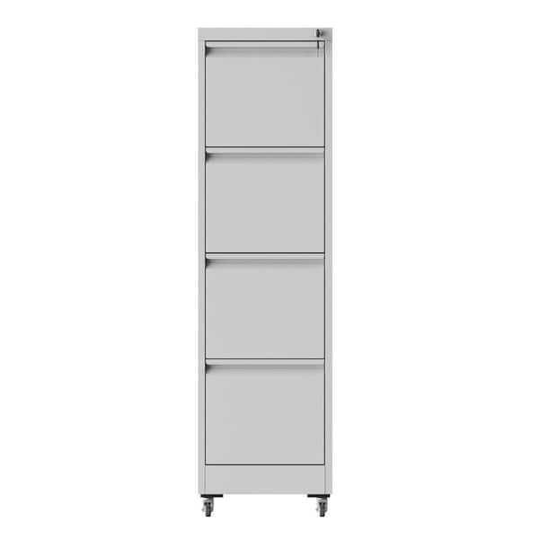 17.72 in. W 4 Drawer Metal Mobile File Tool Cabinet with Lock, Black Filing Cabinets, Heavy Duty Tool Carts for Garage