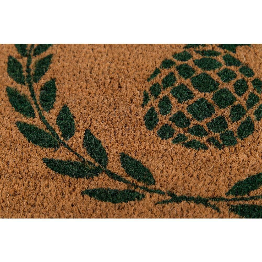 Pineapple Green Hand-Woven Coir Outdoor Doormat 18" x 30"