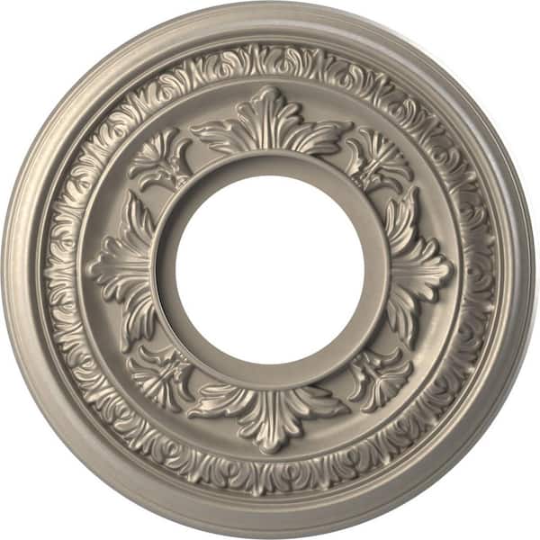 Ekena Millwork 10 in. O.D. x 3-1/2 in. I.D. x 3/4 in. P Baltimore Thermoformed PVC Ceiling Medallion in Metallic Silver Metallic