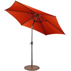 Orange 10ft Patio Umbrella Outdoor W/ 59 LBS Heavy-Duty Round Umbrella Stand