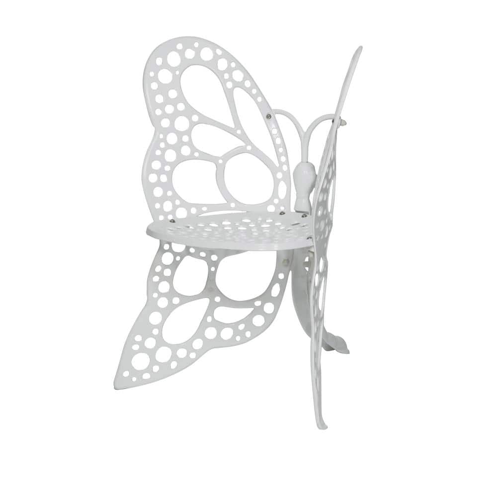 White Cast Aluminum Butterfly Outdoor Bistro Set