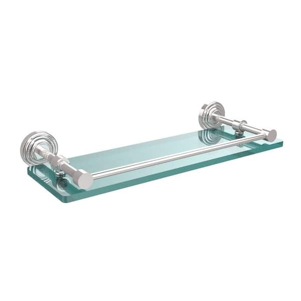 Allied Brass Waverly Place 16 in. L x 3 in. H x 5 in. W Clear Glass Bathroom Shelf with Gallery Rail in Polished Chrome