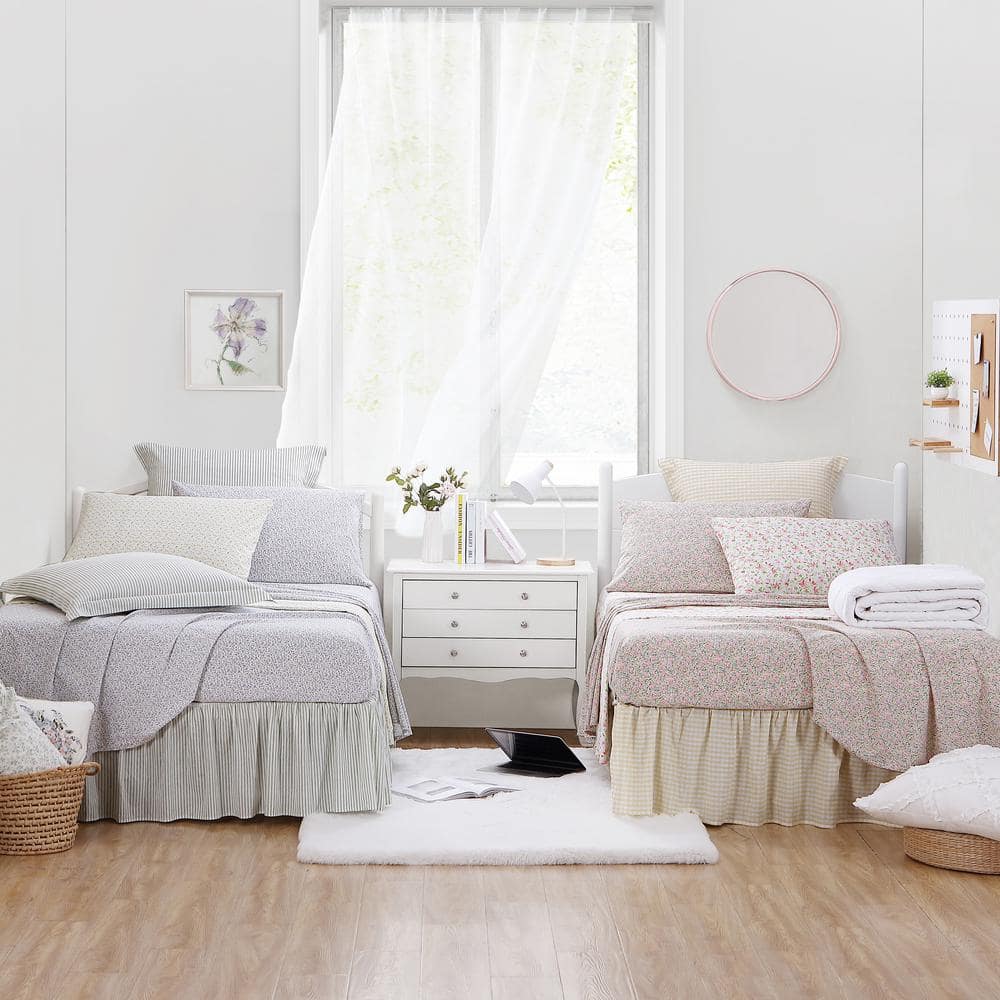 Green Ticking Stripe Cotton Euro Sham Set