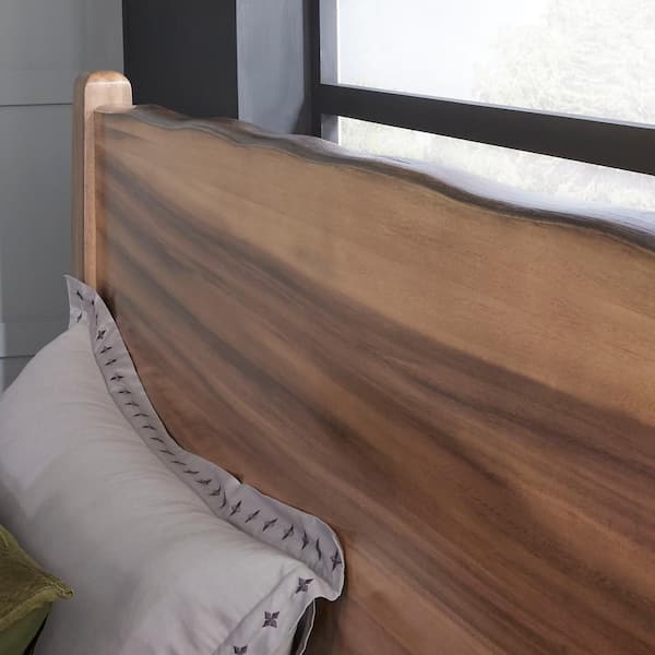 Teak Wood Cushion Back Modern Bed Headboard