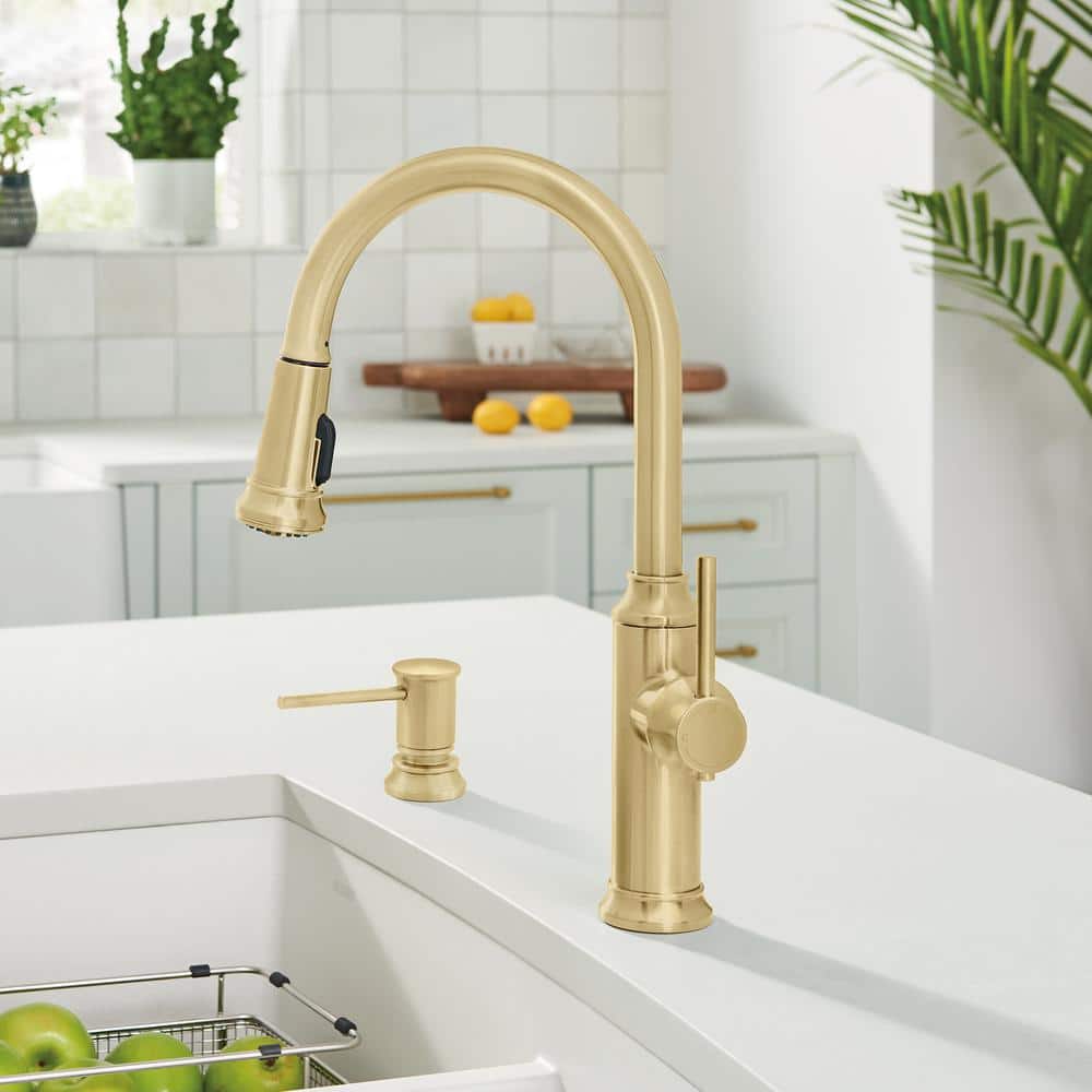 Satin Gold High Arc Pull Down Kitchen Faucet