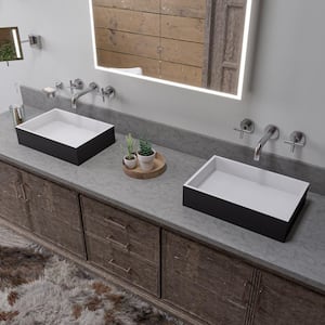 20 in. Resin Rectangular Vessel Sink in Black and White
