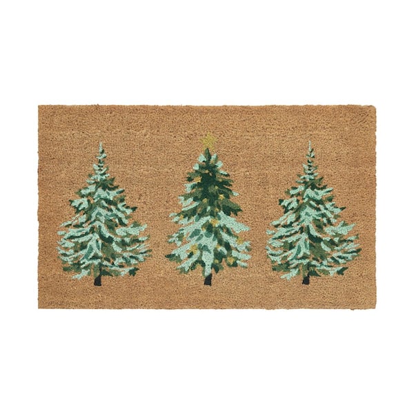 Christmas Tree Indoor/Outdoor Green Coir Doormat, 18 in. x 30 in.