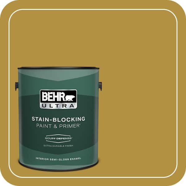BEHR ULTRA 1 gal. #370D-7 Venetian Gold Extra Durable Semi-Gloss Enamel Interior Paint & Primer